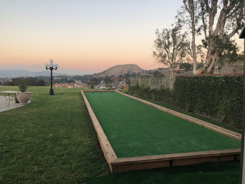Artificial turf bocce court